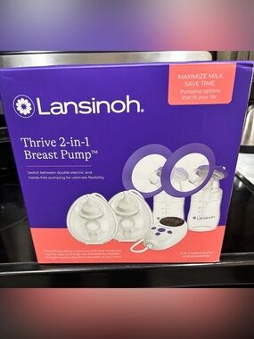 Lansinoh Thrive 2-in-1 Breast Pump - Purple and White